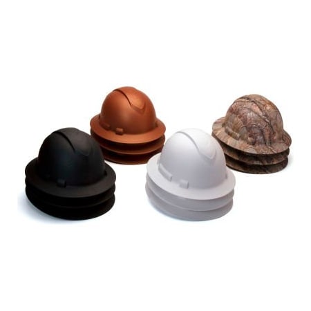 Pyramex Ridgeline Full Brim Hard Hat, Mixed Case, 4-Point Ratchet Suspension HP54MIX